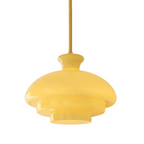 Bauhaus Glass Pendant Light – Cream Yellow Hanging Lamp | Vintage Modern Interior Lighting