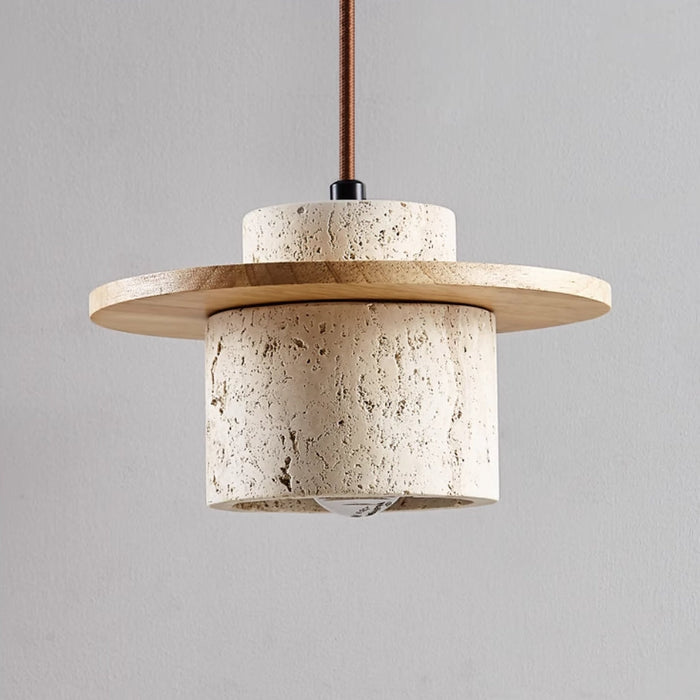 Travora Stone Pendant Light – Natural Travertine Hanging Lamp | Wabi-Sabi Ceiling Lighting for Refined Interiors