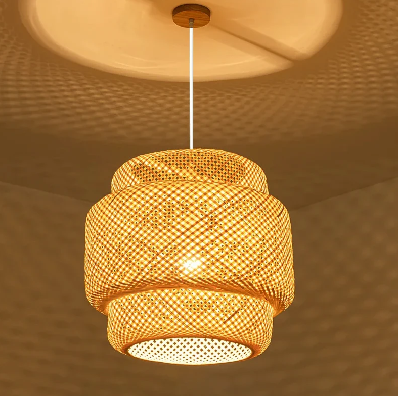 Kiyora Bamboo Pendant Light – Handwoven Asian Hanging Lamp | Natural Japandi Lighting for Calm Interiors