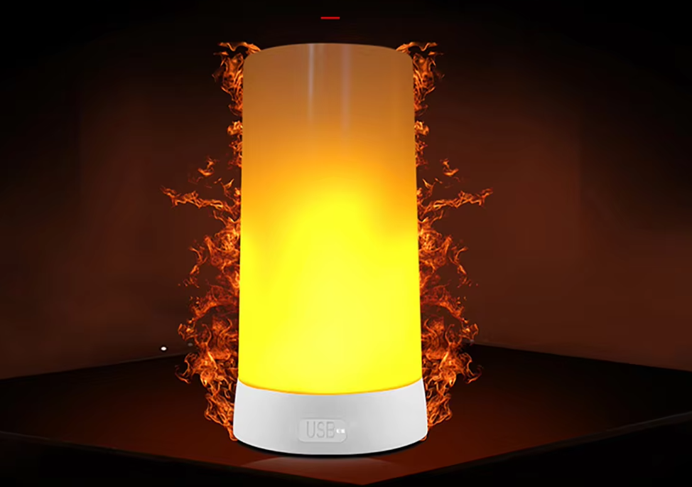 EmberAura Rechargeable Flame Lamp – USB LED Ambient Light with 4 Lighting Modes | Realistic Flame Effect Lamp
