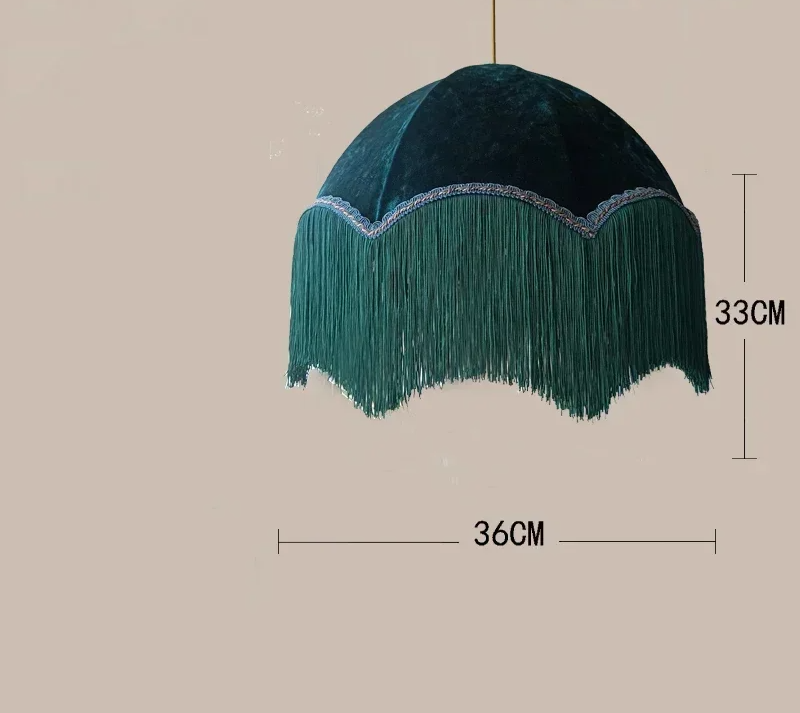 French Vintage Fabric Pendant Light with Tassel Shade – Elegant Boho Chandelier | Warm Ambient Lighting