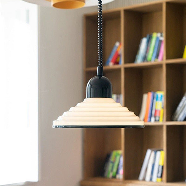 French Cream Wind Glass Pendant Light – Elegant Parisian Hanging Lamp | Soft Vintage Modern Ceiling Lighting