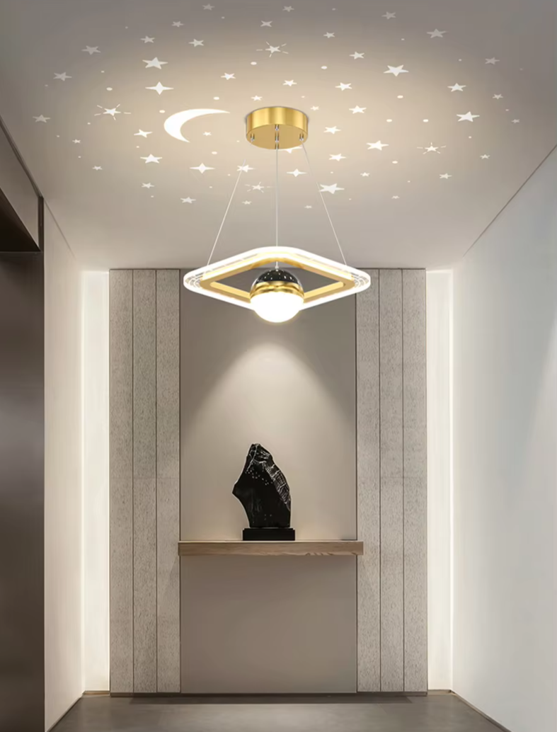 Celestira Projection Ceiling Light – Moon & Star LED Ceiling Lamp | Atmospheric Interior Lighting for Modern Spaces