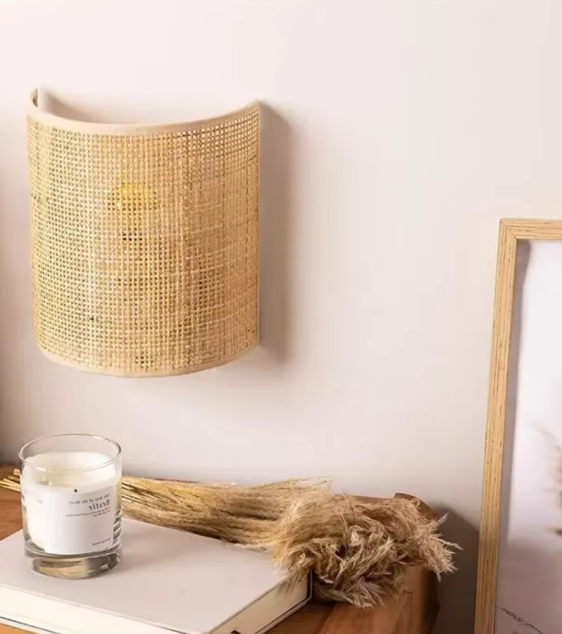 Natura Weave Wall Light – Handcrafted Rattan Wall Lamp | Rustic Ambient Lighting | Natural Home Décor