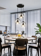 Amber Glass Pendant Light – Modern E26 Ceiling Lamp | Warm Ambient Lighting | Elegant Contemporary Interior Feature