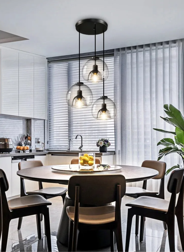 Amber Glass Pendant Light – Modern E26 Ceiling Lamp | Warm Ambient Lighting | Elegant Contemporary Interior Feature