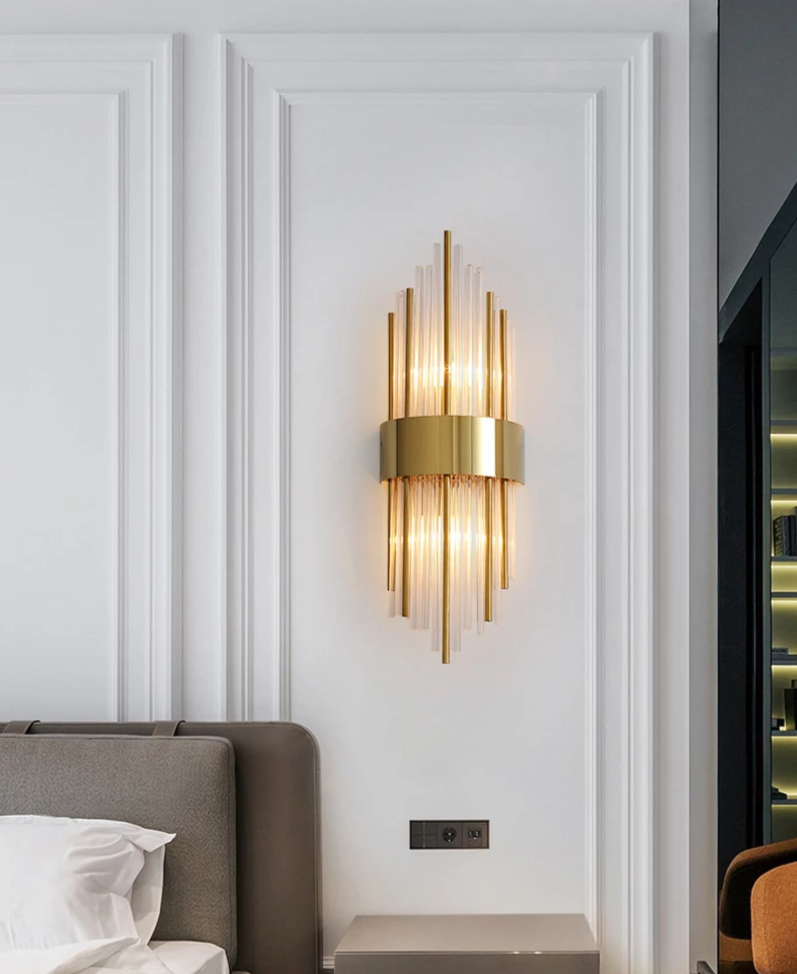 NoirÉclat Crystal Wall Light – Luxury Gold & Black LED Wall Lamp | Modern Nordic Accent Lighting