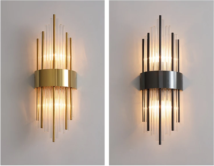 NoirÉclat Crystal Wall Light – Luxury Gold & Black LED Wall Lamp | Modern Nordic Accent Lighting
