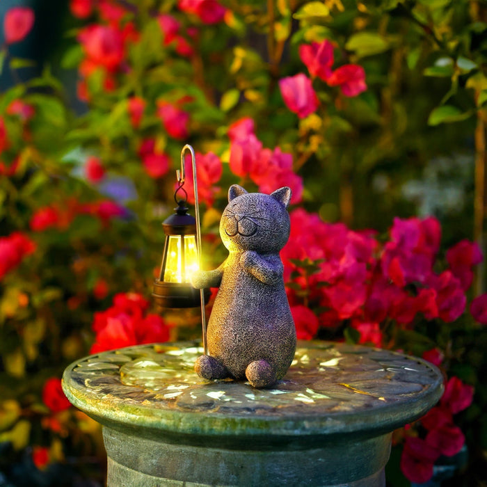 Golden Glowing Cat Garden Lamp – Solar Decorative Cat Statue Light | Outdoor Garden Lighting