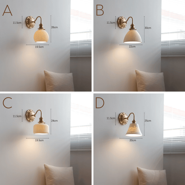 Heritage Brass Wall Light – Vintage Ceramic Sconce | Classic Traditional Accent Lighting
