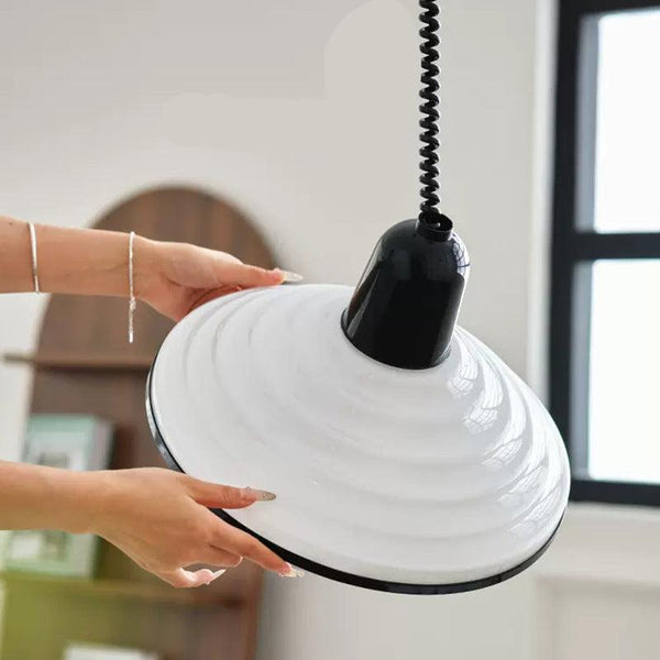 French Cream Wind Glass Pendant Light – Elegant Parisian Hanging Lamp | Soft Vintage Modern Ceiling Lighting