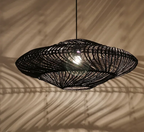 AetherRattan Pendant Light – Wabi-Sabi Rattan Ceiling Lamp | Japanese Nordic UFO Lighting for Elegant Interiors