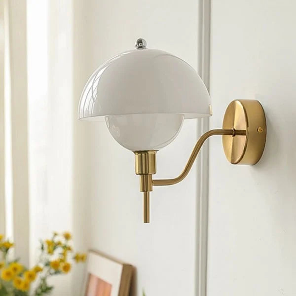 Mushroom Glow Wall Light – Organic Glass Sconce | Nordic Cream Accent Lighting