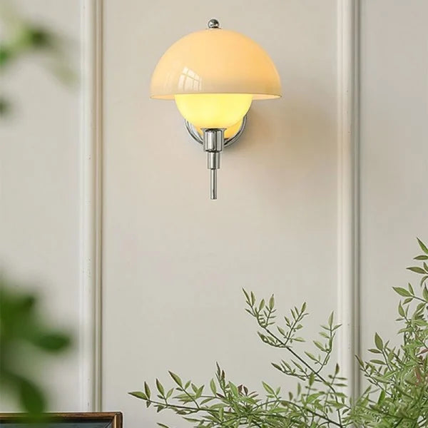 Mushroom Glow Wall Light – Organic Glass Sconce | Nordic Cream Accent Lighting