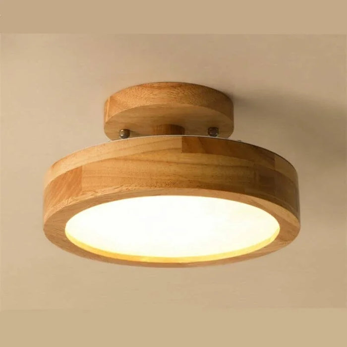 Scandinavian Wood Ceiling Light – Minimalist LED Flush Mount Lamp | Warm Natural Interior Lighting