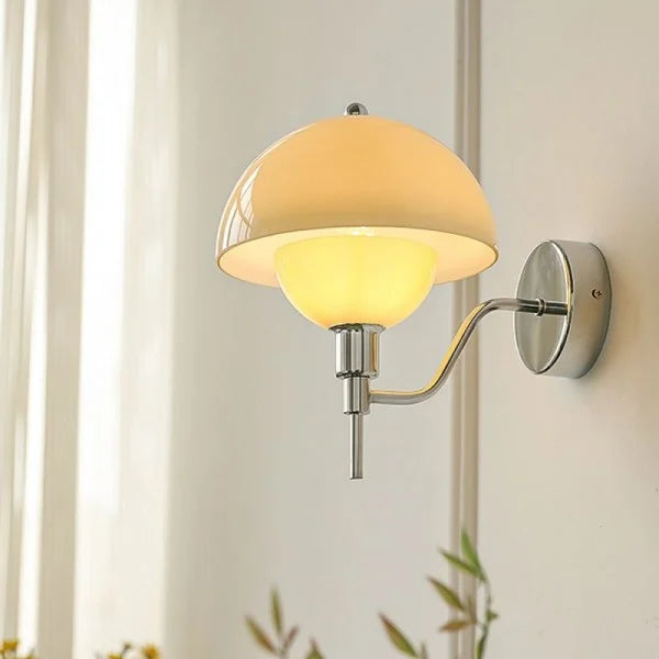Mushroom Glow Wall Light – Organic Glass Sconce | Nordic Cream Accent Lighting