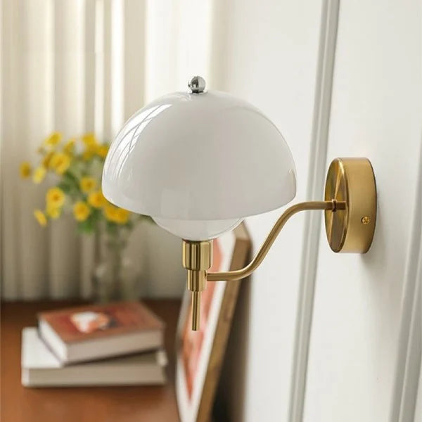 Mushroom Glow Wall Light – Organic Glass Sconce | Nordic Cream Accent Lighting
