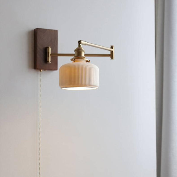 Nordic Hearth Wall Light – Ceramic & Wood Sconce | Modern Rustic Accent Lighting