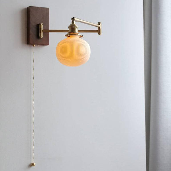 Nordic Hearth Wall Light – Ceramic & Wood Sconce | Modern Rustic Accent Lighting