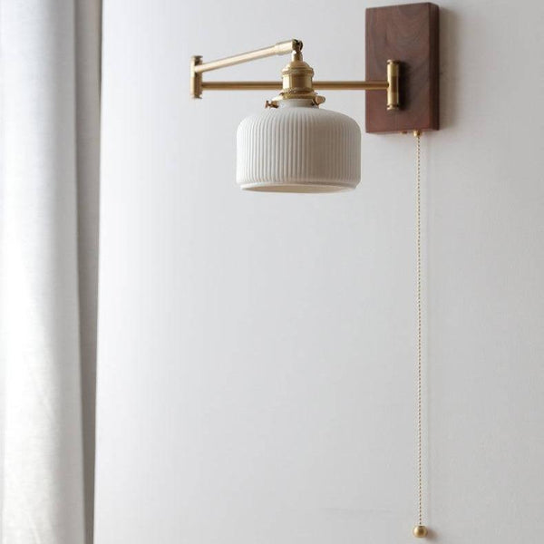 Nordic Hearth Wall Light – Ceramic & Wood Sconce | Modern Rustic Accent Lighting