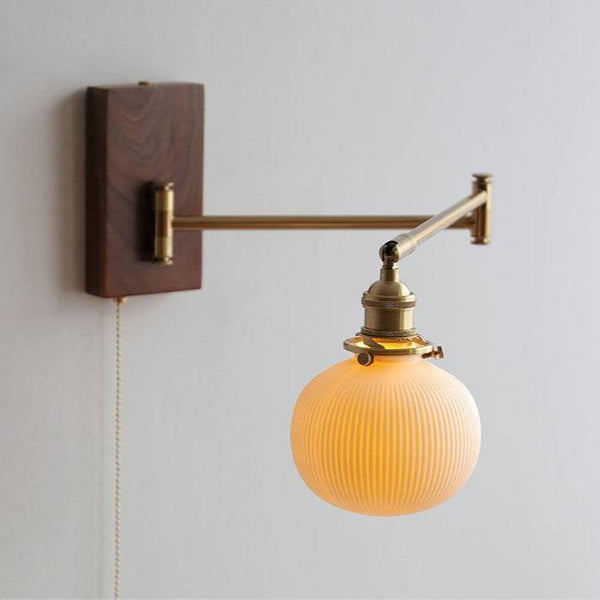 Nordic Hearth Wall Light – Ceramic & Wood Sconce | Modern Rustic Accent Lighting