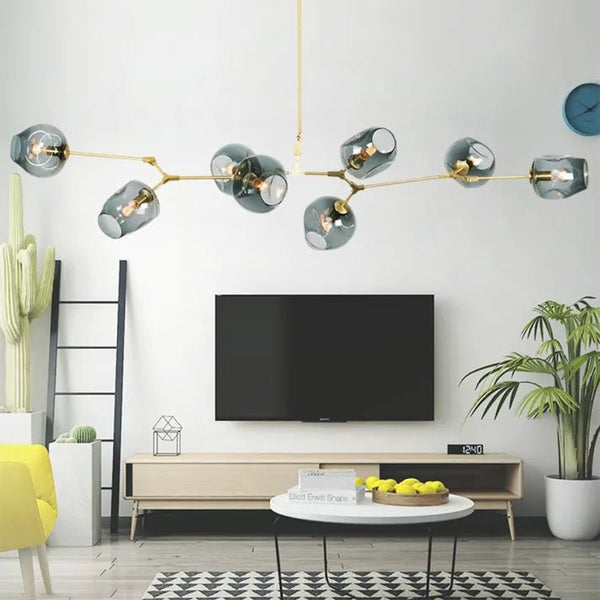 Bifurcation Bubble Glass Sputnik Chandelier – Mid-Century Modern Statement Light | Artistic Contemporary Ceiling Lighting