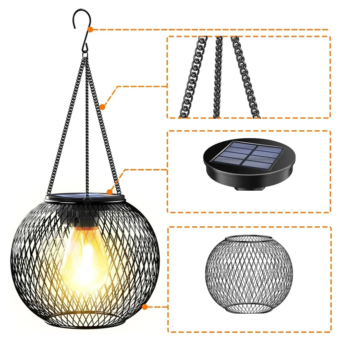 LunaForge Solar Lantern – Waterproof Vintage Garden Light | Decorative Outdoor LED Lantern with Dusk Sensor