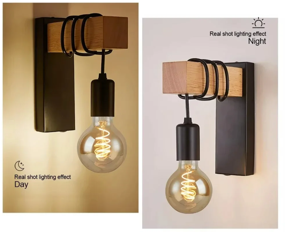 Heritage Forge Wall Light – Industrial Wood & Metal Wall Lamp | Vintage Loft Lighting