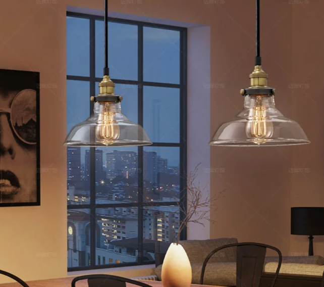 Scandinavian Glass Pendant Light – Vintage Loft E26 Ceiling Lamp | Elegant Ambient Lighting | Contemporary Nordic Interior Feature