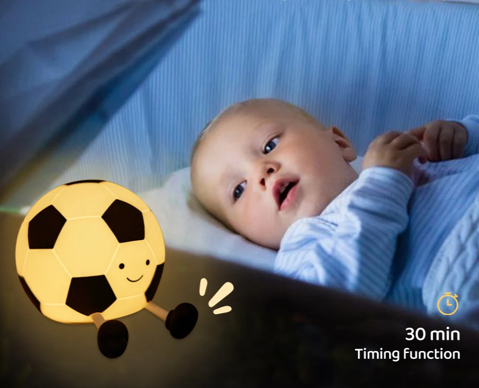 GlowKick Football Silicone Night Light – Rechargeable LED Lamp for Kids’ Rooms
