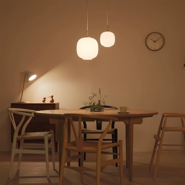 Nordic Opal Glass Pendant Light – Modern Lantern Hanging Lamp | Scandinavian Ambient Interior Lighting