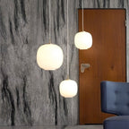 Nordic Opal Glass Pendant Light – Modern Lantern Hanging Lamp | Scandinavian Ambient Interior Lighting