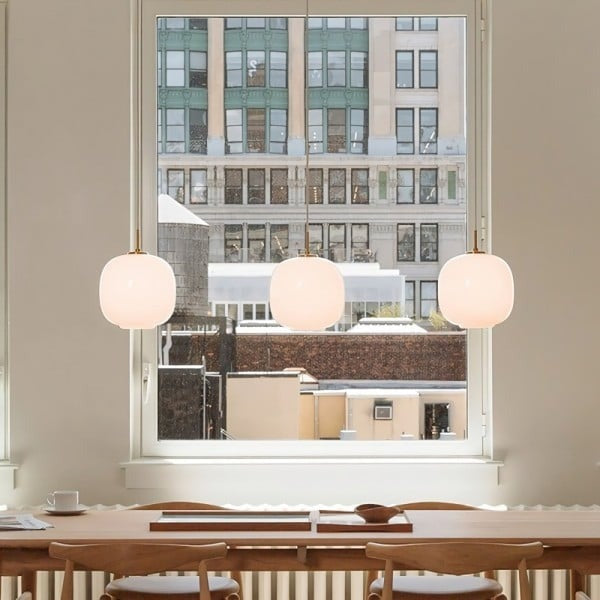 Nordic Opal Glass Pendant Light – Modern Lantern Hanging Lamp | Scandinavian Ambient Interior Lighting