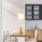 Nordic Opal Glass Pendant Light – Modern Lantern Hanging Lamp | Scandinavian Ambient Interior Lighting