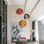 Dynamic Acrylic Pendant Light – Modern Metallic Hanging Lamp | Contemporary Statement Lighting for Dining Spaces