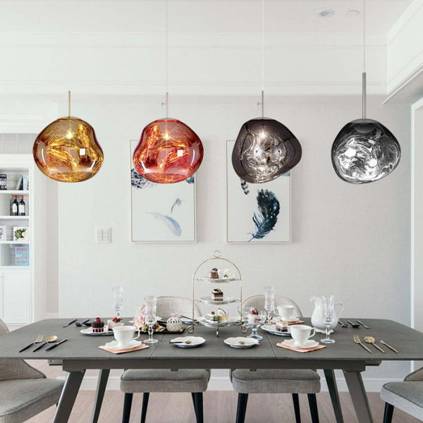 Dynamic Acrylic Pendant Light – Modern Metallic Hanging Lamp | Contemporary Statement Lighting for Dining Spaces