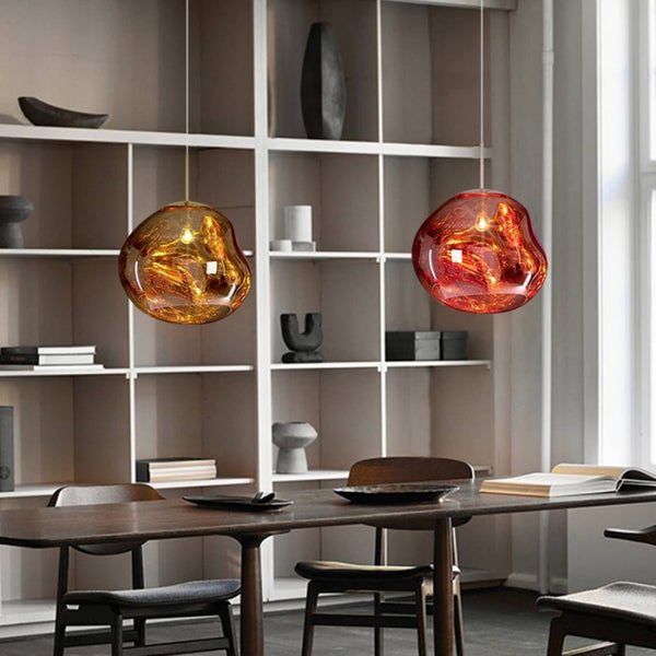 Dynamic Acrylic Pendant Light – Modern Metallic Hanging Lamp | Contemporary Statement Lighting for Dining Spaces
