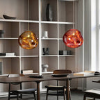 Dynamic Acrylic Pendant Light – Modern Metallic Hanging Lamp | Contemporary Statement Lighting for Dining Spaces