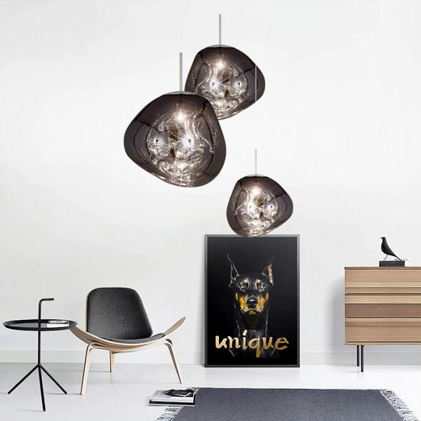 Dynamic Acrylic Pendant Light – Modern Metallic Hanging Lamp | Contemporary Statement Lighting for Dining Spaces