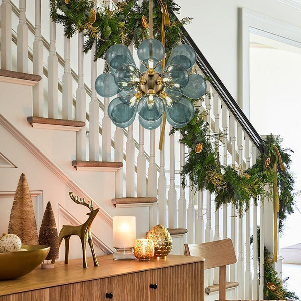 Blue Bubble Cluster Chandelier – Artistic Glass Globe Ceiling Light | Luxury Modern Statement Lighting