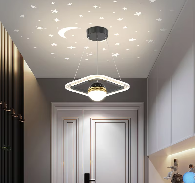 Celestira Projection Ceiling Light – Moon & Star LED Ceiling Lamp | Atmospheric Interior Lighting for Modern Spaces