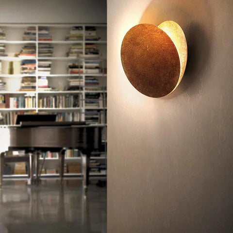 Eclipse Aura Wall Light – Rotating Gold LED Sconce | Luxury Modern Ambient Lighting