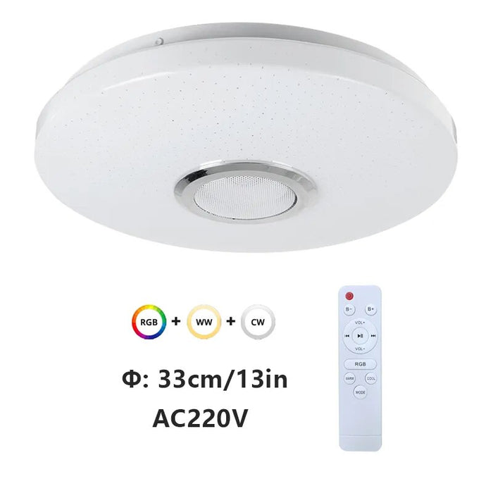 Smart LED Ceiling Light with Bluetooth Speaker – RGB Dimmable Flush Mount Lamp | Modern Multi-Function Lighting