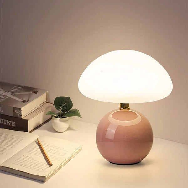 French Cream Mushroom Lamp – Elegant Bauhaus-Inspired Table Lamp