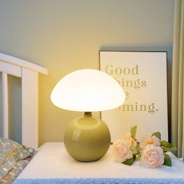 French Cream Mushroom Lamp – Elegant Bauhaus-Inspired Table Lamp