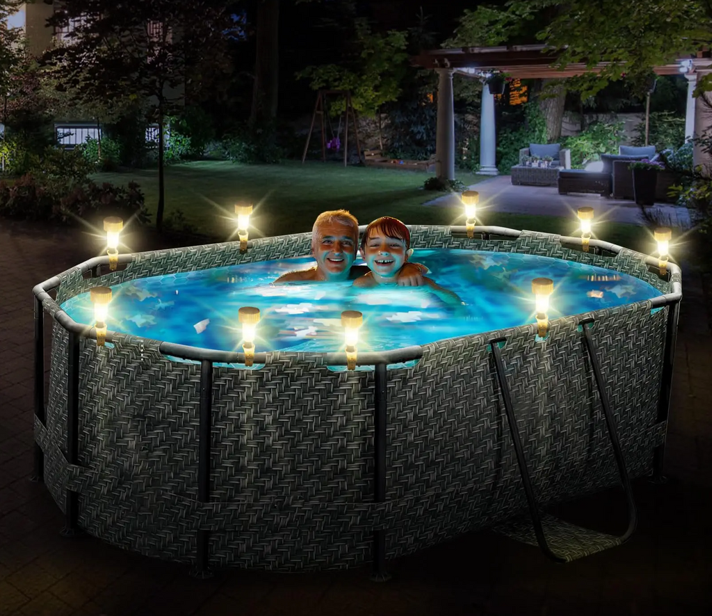 AquaGlow Solar Pool Lights Set of 6 – Waterproof Warm White LED Pool & Garden Lighting | Wireless Outdoor Ambience