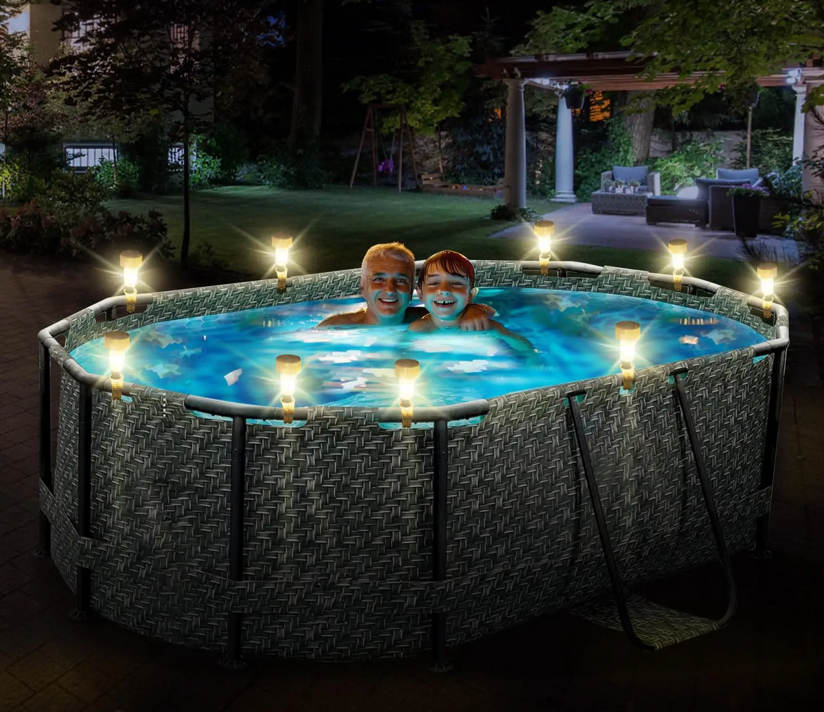 AquaGlow Solar Pool Lights Set of 6 – Waterproof Warm White LED Pool & Garden Lighting | Wireless Outdoor Ambience