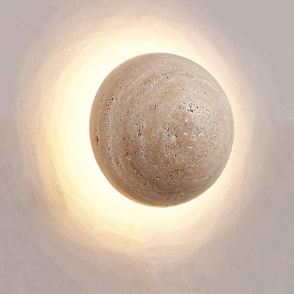 Nordstone Travertine Wall Light – Scandinavian Cream Sconce | Minimalist Natural Stone Lighting