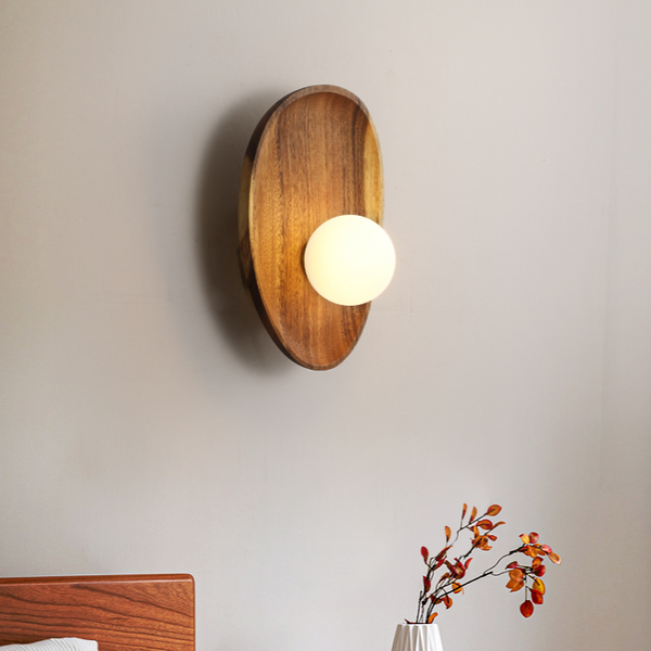 OakAura Wall Light – Natural Wood LED Sconce | Scandinavian Rustic Accent Lighting