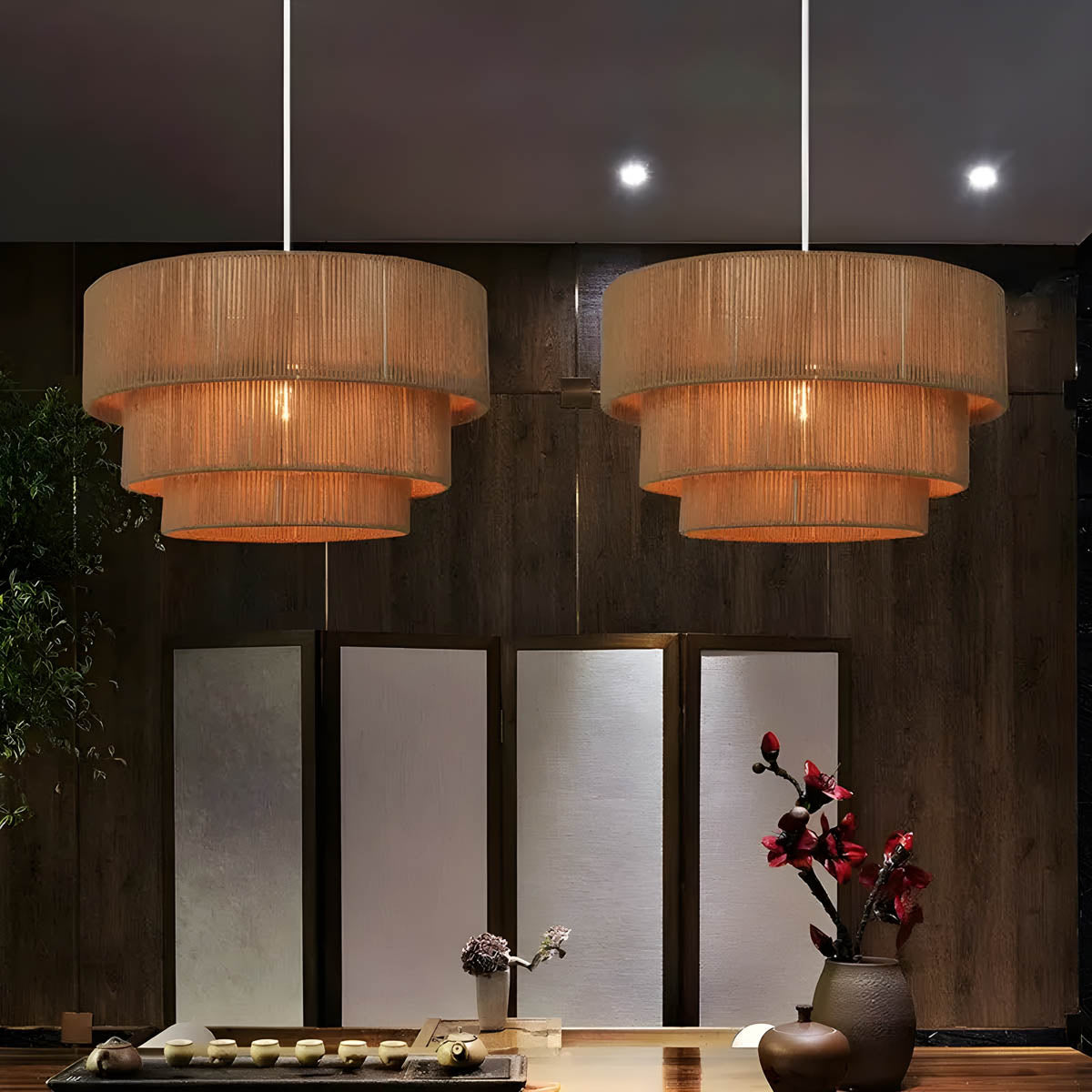 Mizora Rope Pendant Light – Rustic Natural Fibre Hanging Lamp | Modern Organic Ceiling Lighting